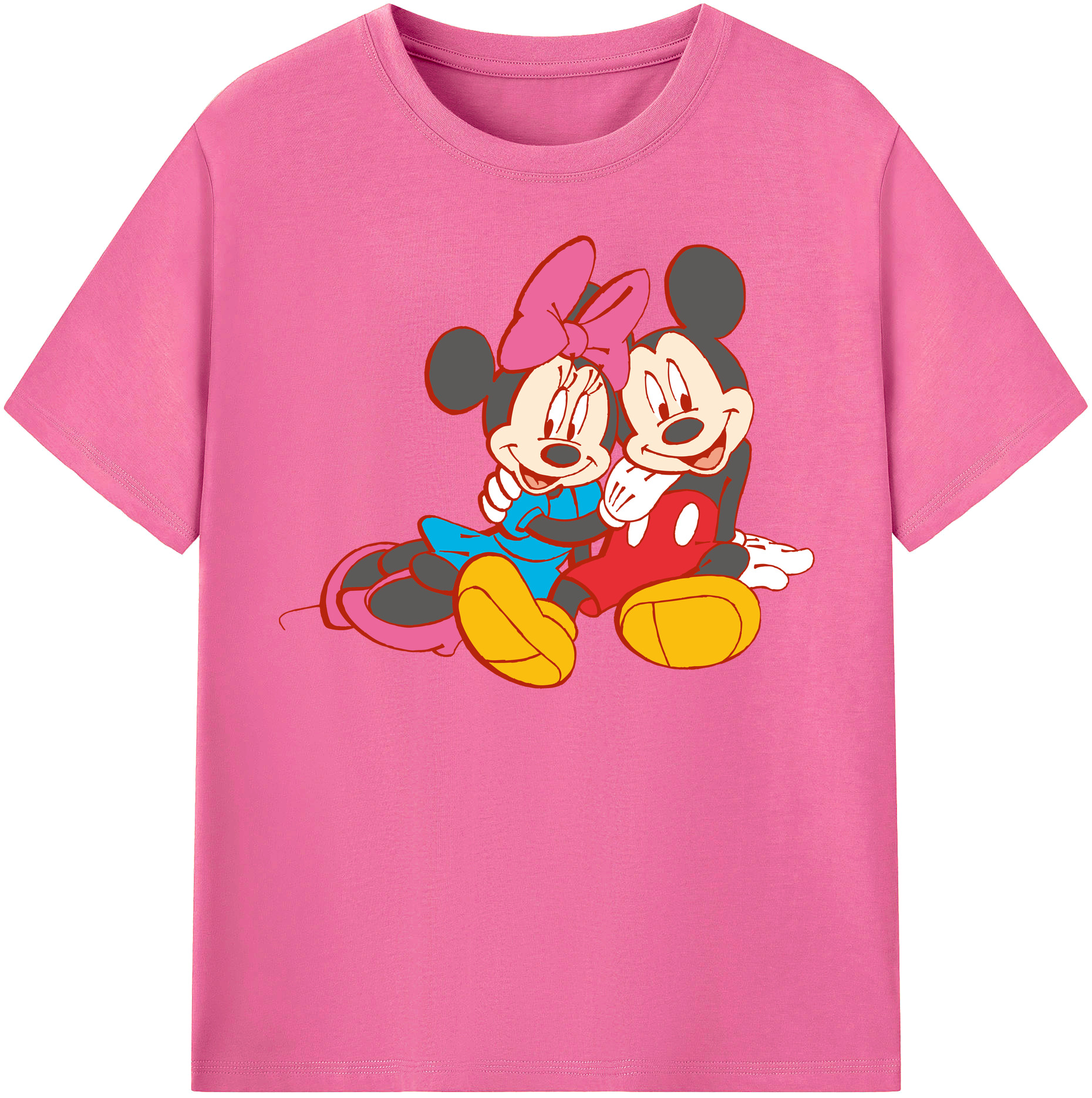 （画像用） ミッキーマウス Mickey Mouse レディースカジュアルプリントTシャツ（綿100％）